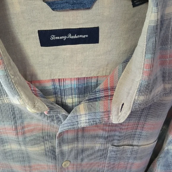 Tommy Bahama Men's Blue and Pink Plaid Shirt - Picture 7 of 11